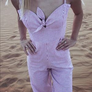 Pink Striped Jumpsuit